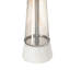 Lampe de table cylindrique en marbre blanc et verre avec abat-jour tambour en tissu doux