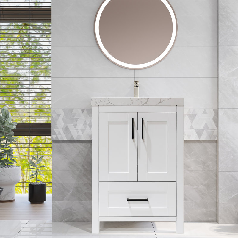 Meuble-lavabo simple 23,6 po avec dessus en quartz Hyle