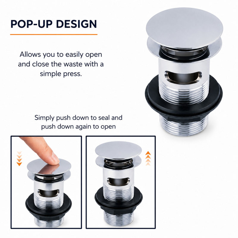 5cm Pop Up Basin Waste, Yes