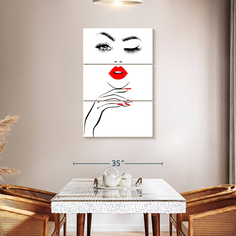Femme de la Navette aux lèvres rouges, H 65 po x l 42 po