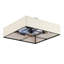 Ventilateur de plafond encastré carré en tissu et en métal de 16,6 pouces avec 7 pales PC au fini noir pour une utilisation de style maison de campagne