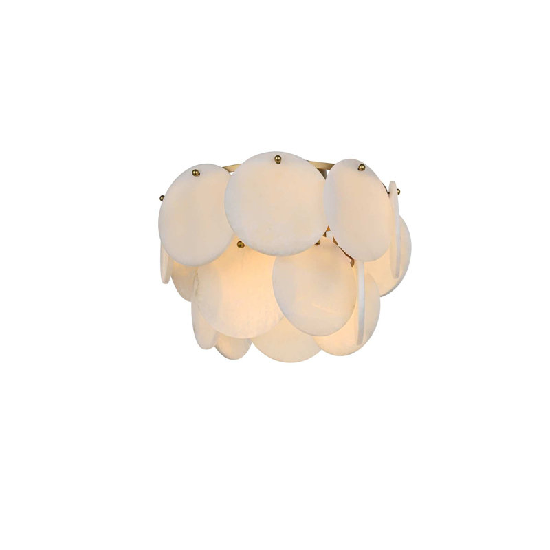 Plafonnier encastré albâtre 16 po Maplewood, 6 lumières, H 11 po x l 11 po x P 16 po, Or satiné