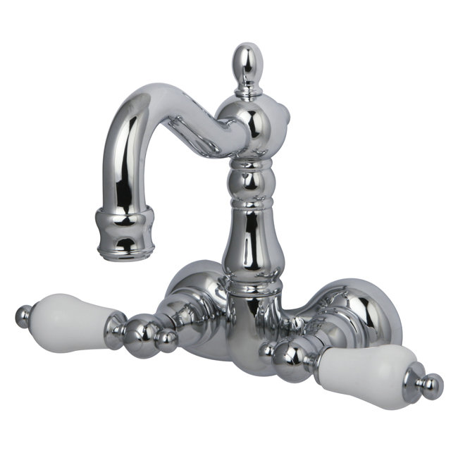 Hot Springs Double Handle Wall Mounted Clawfoot Tub Faucet, Polished Brass