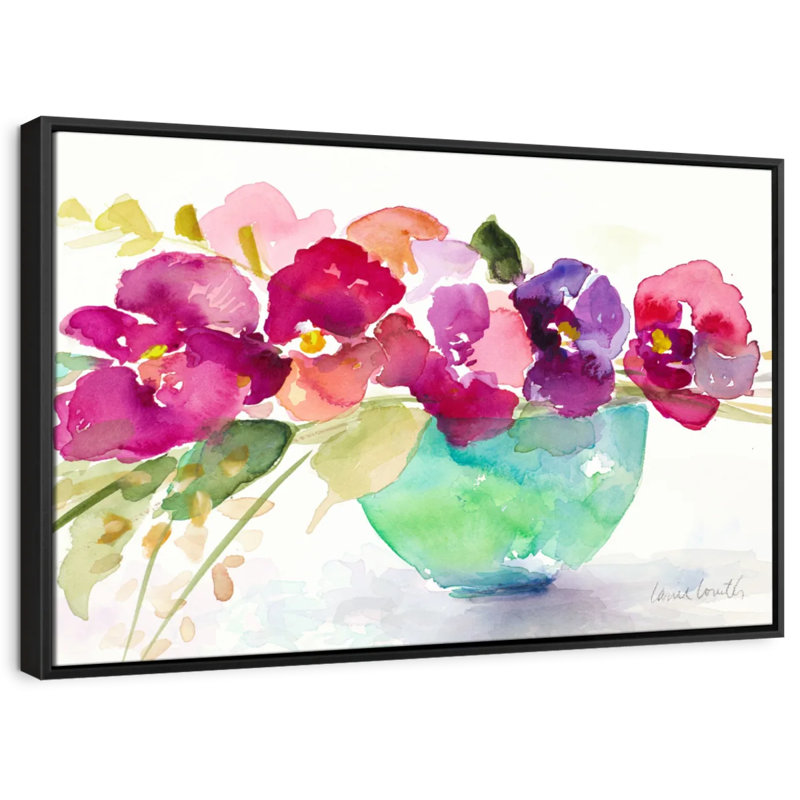 «Bowl of Blooms», reproduction sur toile, H 25 po x l 37 po