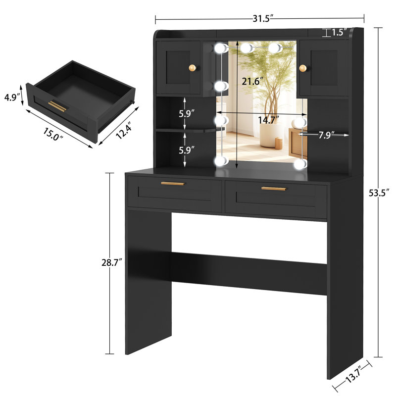 Meuble-lavabo avec 2 tiroirs Syden, Noir