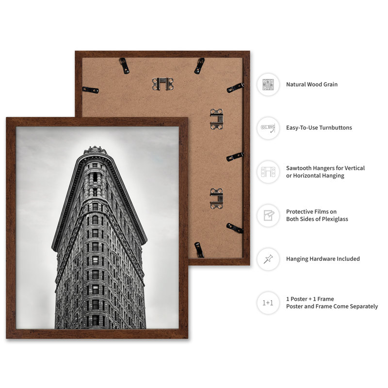 Flatiron Building, Affiche, H 16 po x l 20 po, Encadrement brun