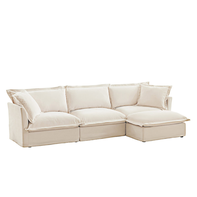 L-Shaped Sectional Sofa Couch With Convertible Ottoman, 34.6" H x 120" W x 33" D