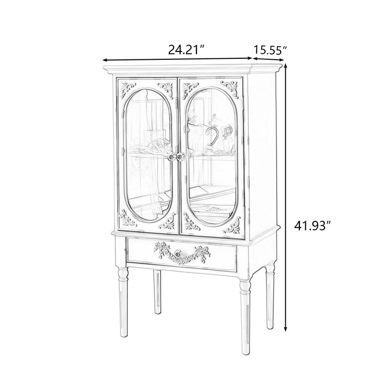 Retro White Manufactured Wood Accent Cabinet, White