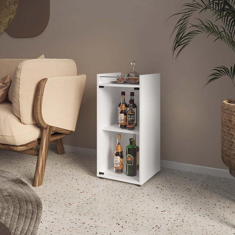 Bar moderne avec porte en verre trempé et rangement épuré, Blanc