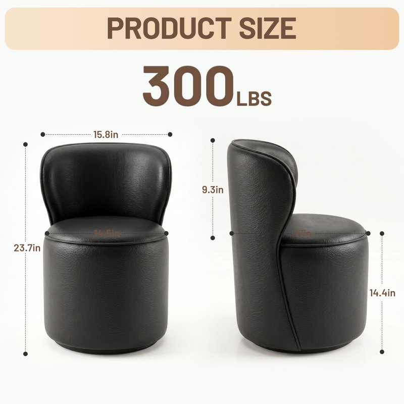 Tabouret de coiffeuse Modern 360 °, Similicuir noir