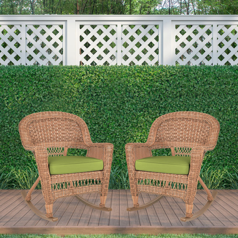 Chaise berçante en osier Raenesha, Miel, Vert