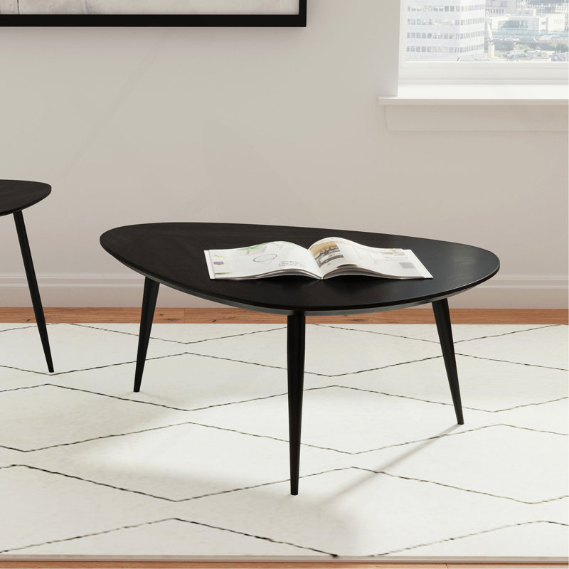 Black Triangular Solid Wood Coffee Table