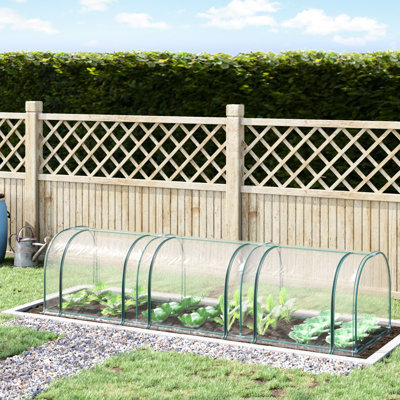 Portable Greenhouse, 11'X3'x2.5' Tunnel With Zippered Doors, Steel Frame For Extended Growing Season Mini Greenhouse 11'X3'x2.5', -Protective Cloth And Metal Gardening