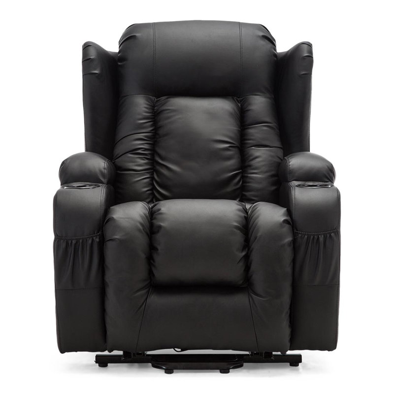 86cm Wide Lift Assist Zero Gravity Recliner with Massager, Black, Dual Motor Lift Assist