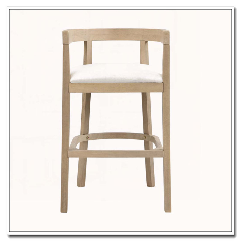 Tabouret de comptoir en bois d'hévéa, Beige