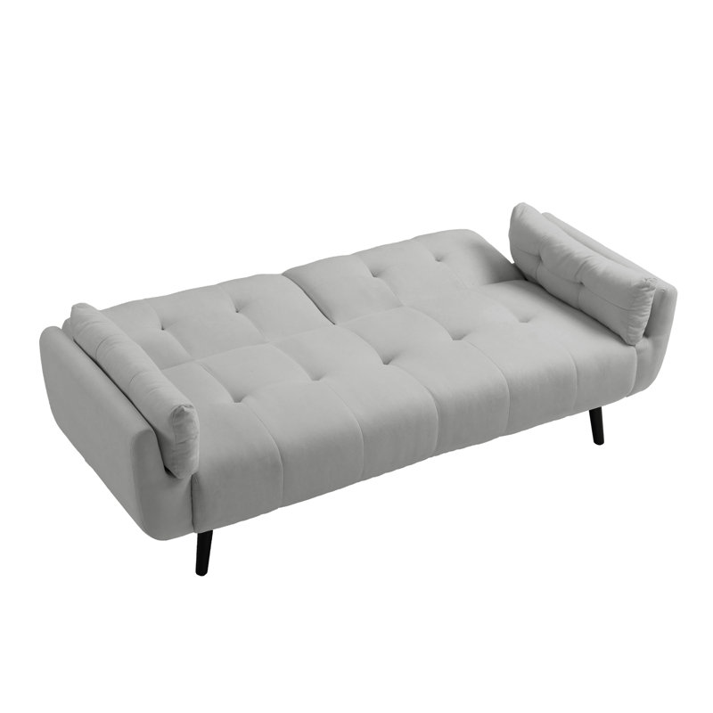 Raducu Twin 190.2Cm Wide Tufted Convertible Sofa, Grey Polyester