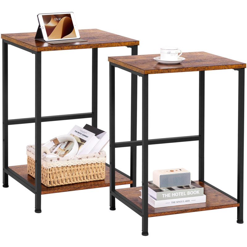 Side Table Set, Rustic Brown