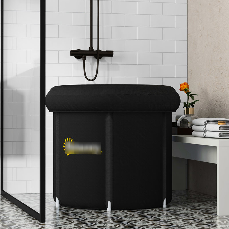 Bain de glace noir pour les sportifs, portatif 79 gallons avec couvercle en maille et sac de transport