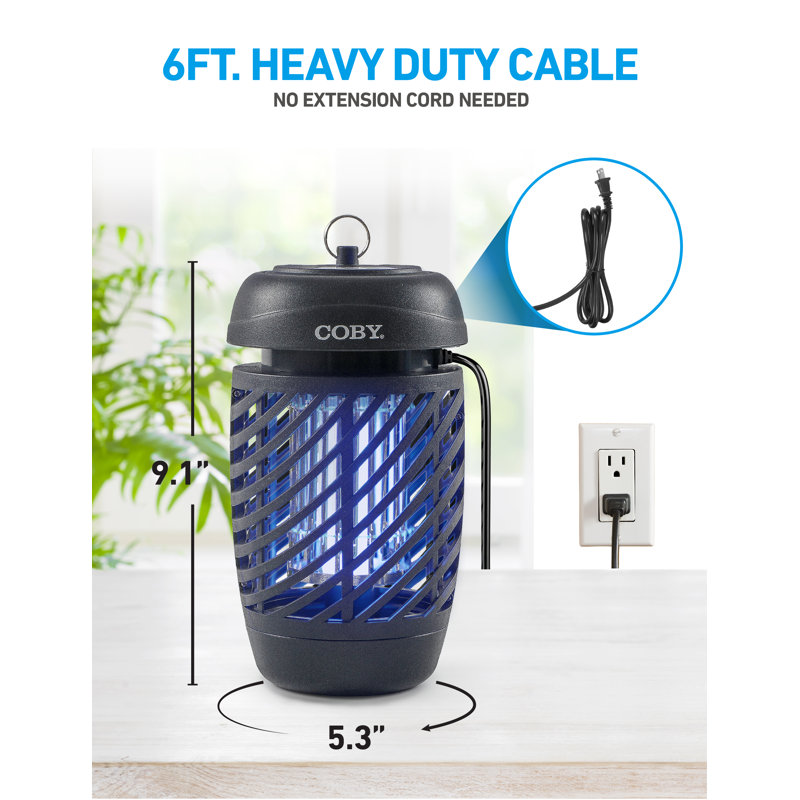Série CBZ Coby Bug Zapper pour l'extérieur et l'intérieur, 10 W, couvre 800 pieds carrés Pieds, non toxiques, sans produits chimiques, noirs