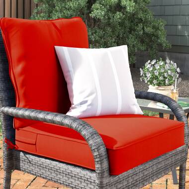 Lester Indoor/Outdoor Seat/Back Cushion Beachcrest Home Fabric: Red/Blue