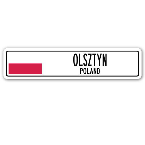 Plaque de rue en aluminium Olsztyn, drapeau de la Pologne, H 8 po x l 36 po x P 1 po