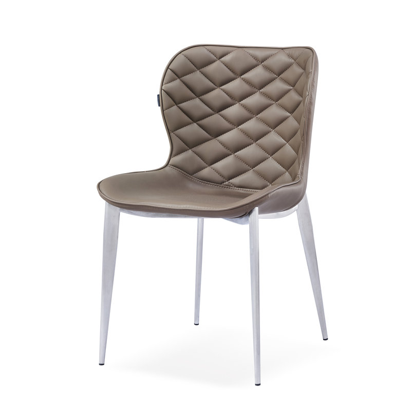 Chaise d'appoint rembourrée Stacia, Taupe, Acier inoxydable