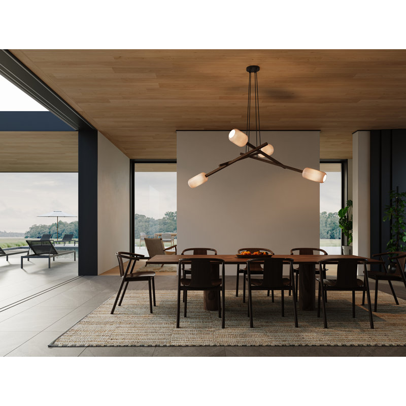 Locus - Chandelier - White Oak & Brushed Brass, Dark Stained Walnut