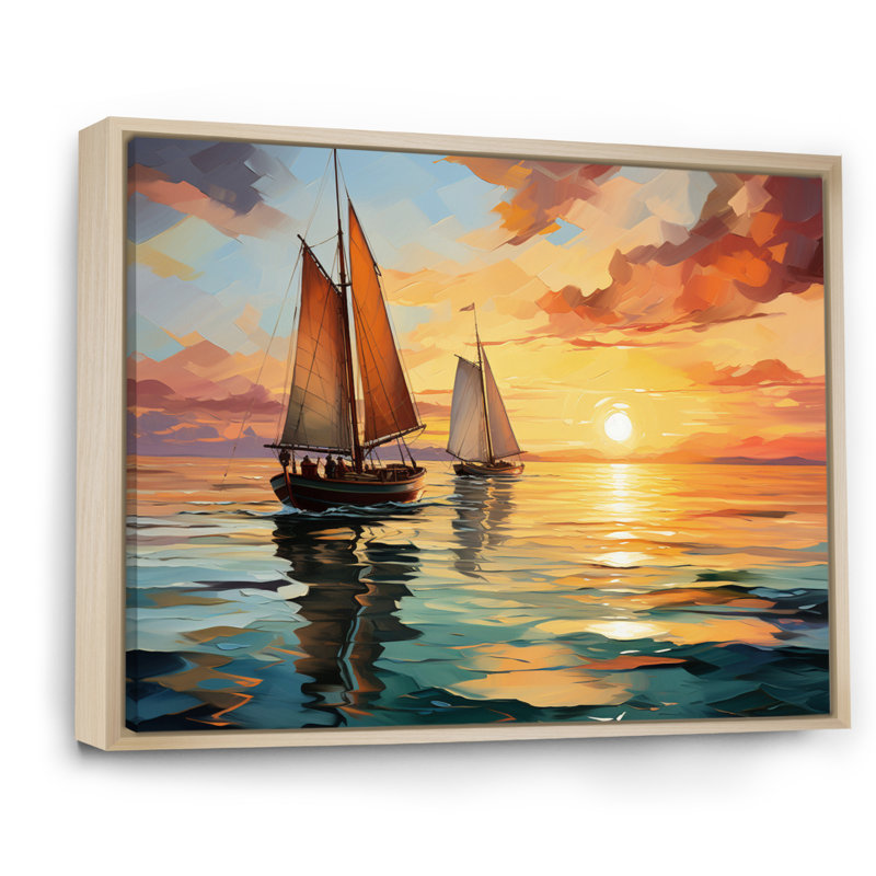 Minimalisme, voilier, rythme, sur toile, Cadre naturel flottant, 24" H x 32" W