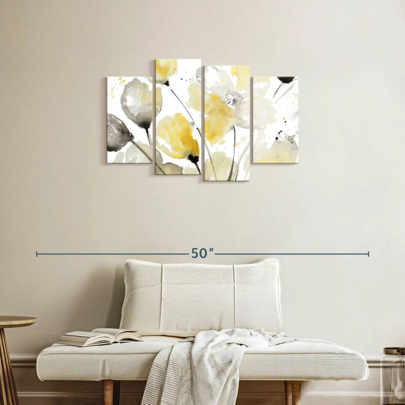 Avery neutre floral abstrait I, H 22 po x l 36 po