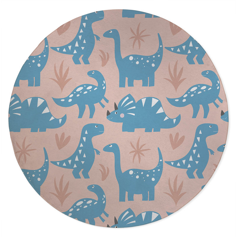 Prehistoric Pals  Kids Play Mat, Round 5'
