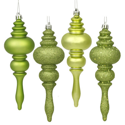 Shatterproof 4-Finish Finial Christmas Ornaments 7"