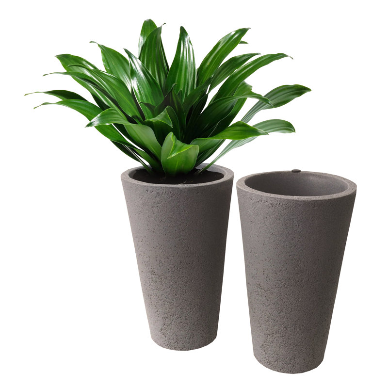 Crete Self-Watering Planter, Tall (2-Pack), Gray