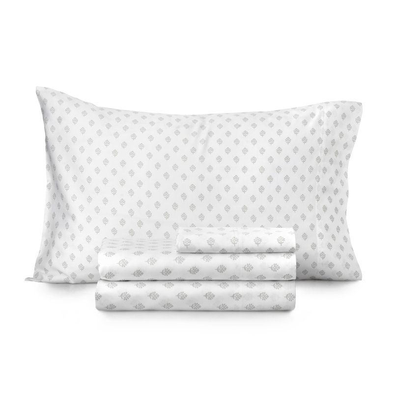 Ensemble de draps en coton de qualité égyptienne 250 fils Martha Stewart Ines, Gris, Grand