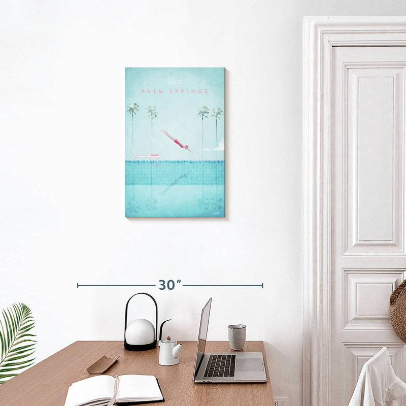 Affiche de voyage rétro Aime Palm Springs, H 24 po x l 16 po