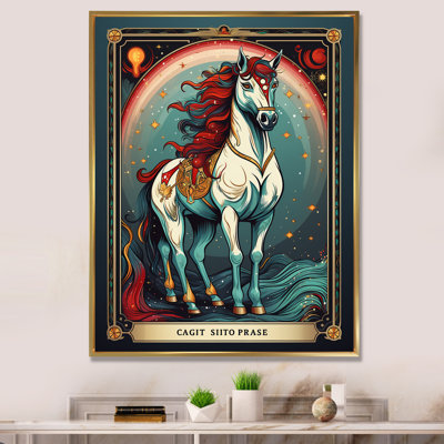 " White Red Majestic Horse "