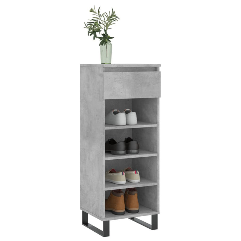 4 Pair Shoe Storage Cabinet, Concrete Grey