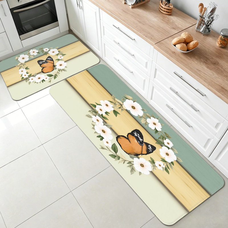 Multicolore tapis de cuisine rétro 2 pièces