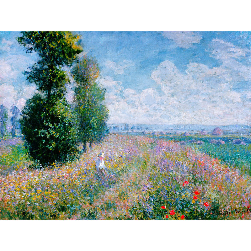 Meadow With Poplars (detail) by Claude Monet - Painting, 50cm H x 70cm W, Wrapped Canvas