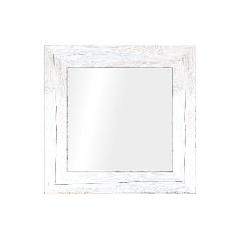 Javeria Wood Flat Wall Mirror, 60cm H x 60cm W, Ivory