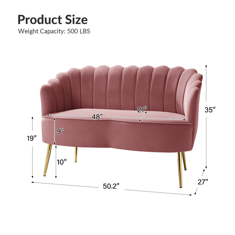 Hendrix Velvet Flared Arm Loveseat, Rosewood