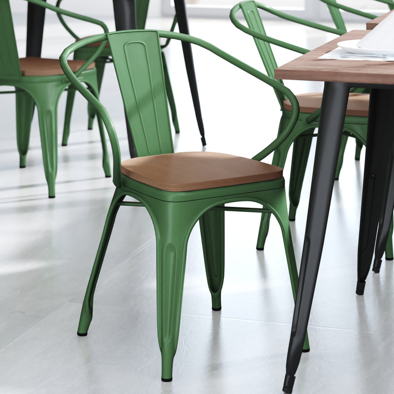 Chaise empilable Briceidy, Teck, Vert