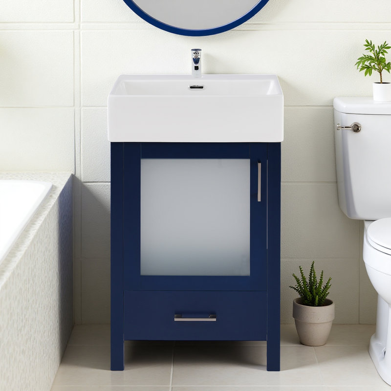 20.2" Bathroom Vanity with Glass Door, Blue