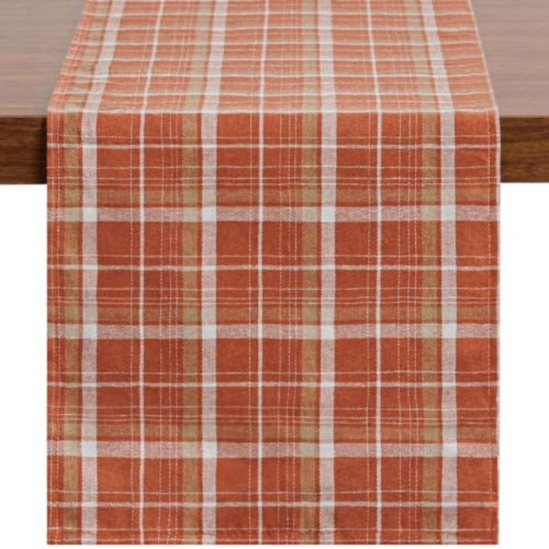 Chemin de table à carreaux tartan automnal, orange, 13 x 70 pouces, L 70 po