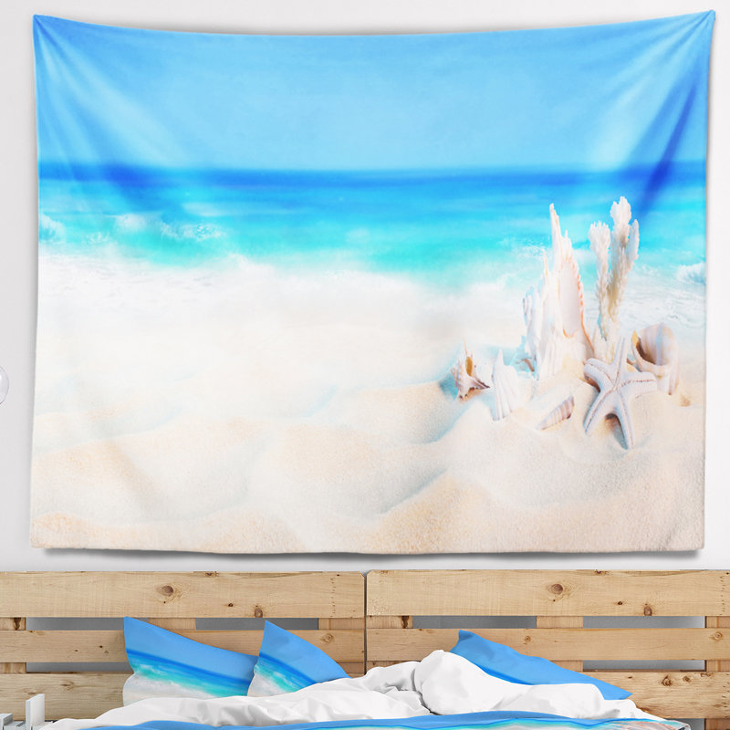 Coquilles de mer de mer de tapisserie avec accessoires suspendus inclus, H 68 po x l 80 po