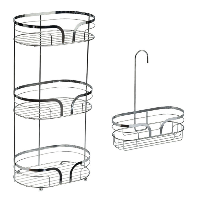 Dante Steel Freestanding Bathroom Shelves, Chrome