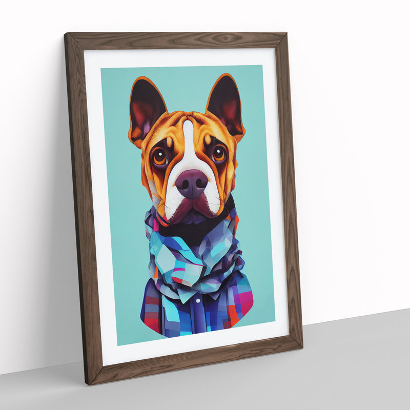 Proud Dog - Wall Art, 34cm H x 25cm W, Walnut Framed