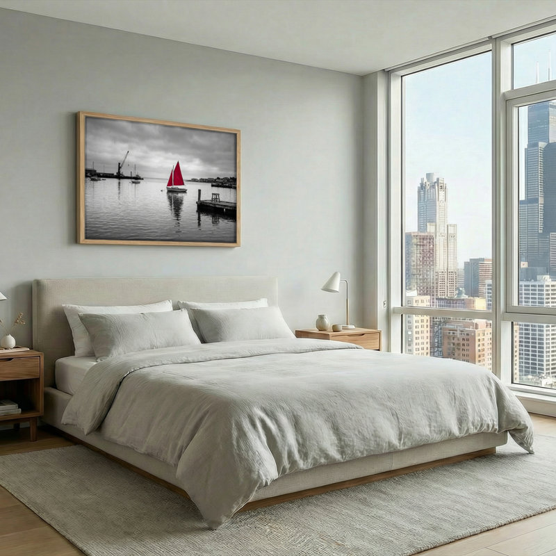 Voilier, art mural sur toile, ensemble de 1, Naturel, H 18 po x l 24 po