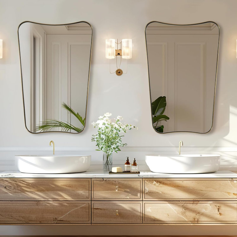 Elaxi Modern Scalloped Bathroom Wall Mirror
