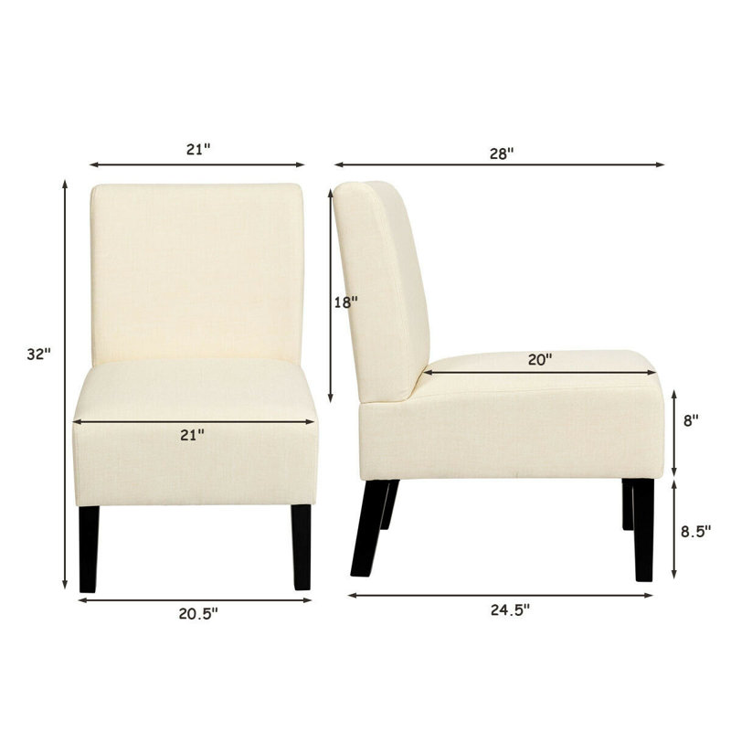 Chaise d'appoint de 21 po de large Aeesha, Mélange de lin beige