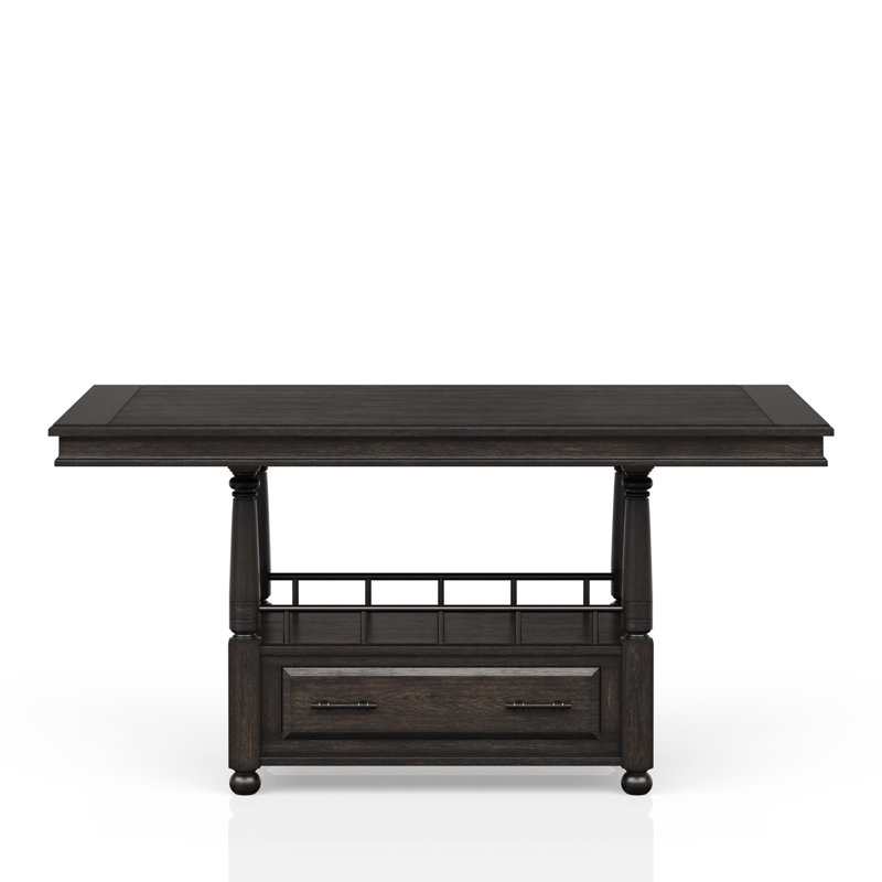 Table de salle à manger à hauteur de comptoir profonde avec rangement et tiroir en bois massif et tiroir de rangement combiné